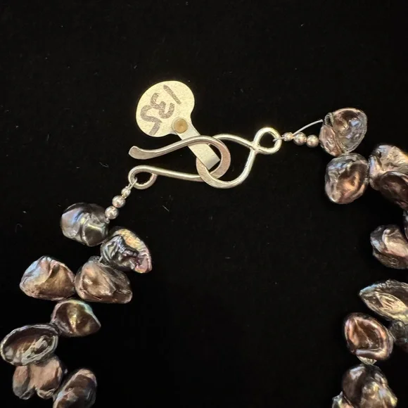 NWOT Freshwater Pearl Necklace with Jasper & Turquoise Pendant - Picture 4 of 8